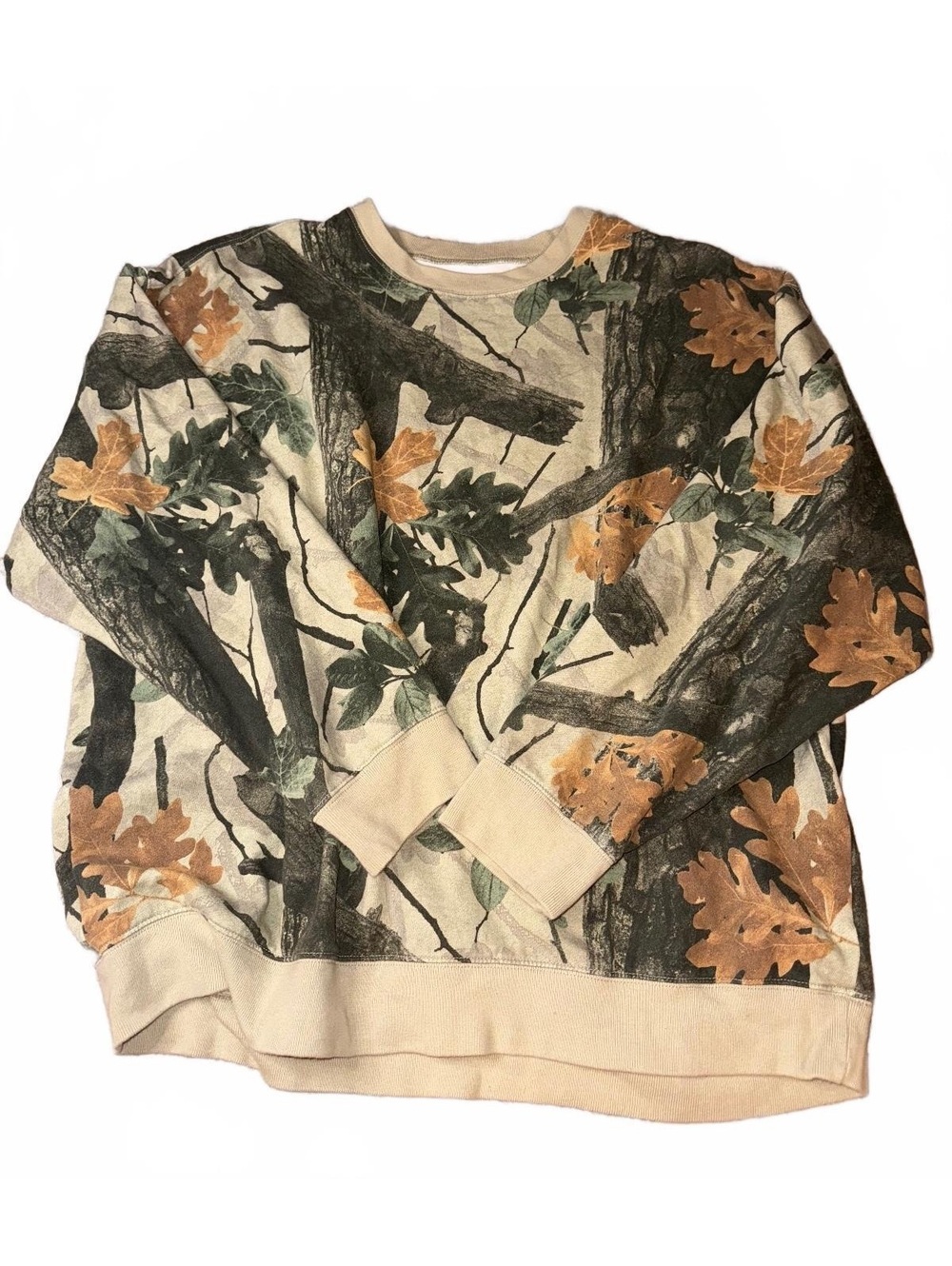 Aeropostale 2XL Camouflage Crewneck Sweatshirt with Leaf and Tree Branchs